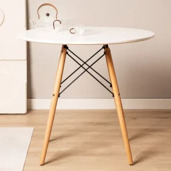 HOMLA Stol Tavolo Naturalny Z Bialym Blatem 60 48Cm Clearance