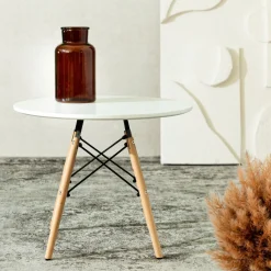 HOMLA Stol Tavolo Naturalny Z Bialym Blatem 80X72Cm Hot