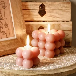 HOMLA Swieca Bubble Rozowa 6X6X6 Cm Rozowy