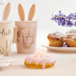 HOMLA Swieca Wielkanocna Lapin Donut Z Krolikiem 8,5 Cm Rozowy