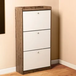 HOMLA Szafka Na Buty Eira Z Bialymi Frontami 60X24X114 Cm New