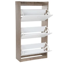 HOMLA Szafka Na Buty Eira Z Bialymi Frontami 60X24X114 Cm New