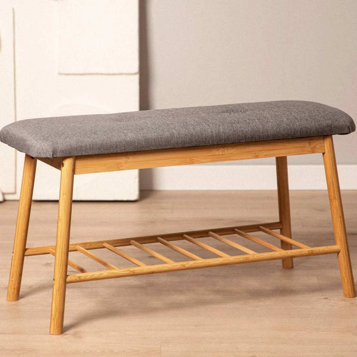 HOMLA Szafka Na Buty Truo Bambusowa Naturalna 84X30X45 Cm New