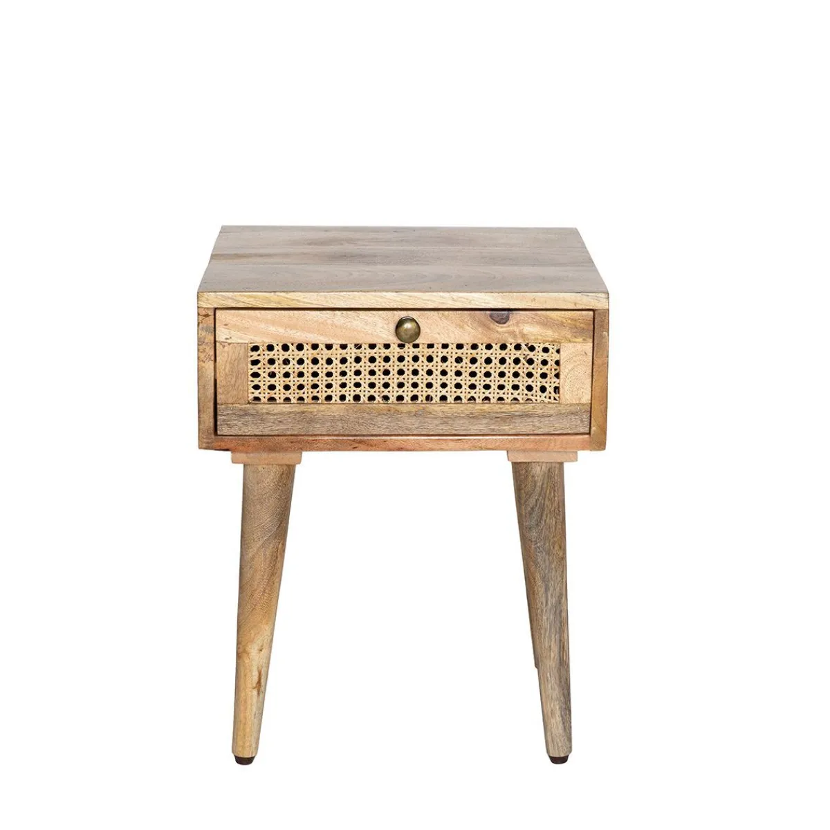 HOMLA Szafka Nocna Natte Lite Drewno Mango Z Rattanem 40X40X50 Cm Naturalny Hot