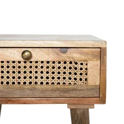 HOMLA Szafka Nocna Natte Lite Drewno Mango Z Rattanem 40X40X50 Cm Naturalny Hot