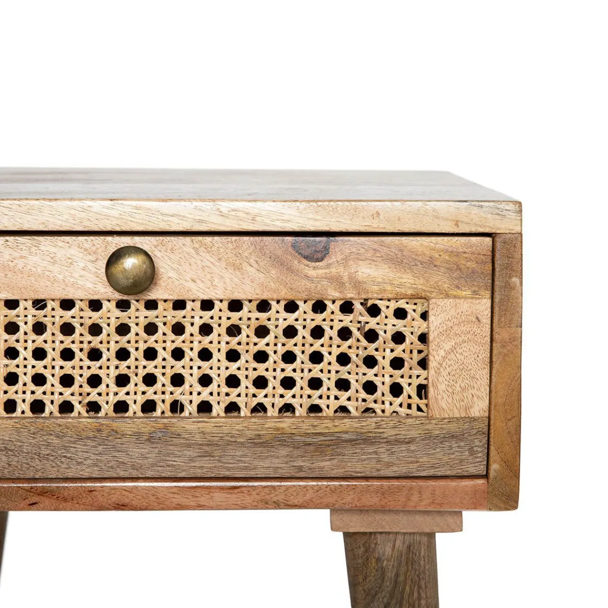 HOMLA Szafka Nocna Natte Lite Drewno Mango Z Rattanem 40X40X50 Cm Naturalny Hot