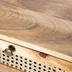 HOMLA Szafka Nocna Natte Lite Drewno Mango Z Rattanem 40X40X50 Cm Naturalny Hot
