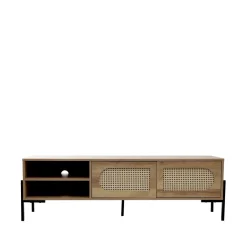 HOMLA Szafka Rtv Haga Z Rattanem I Z Metalowymi Nogami 140X40X44 Cm Naturalny Clearance