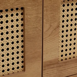 HOMLA Szafka Rtv Haga Z Rattanem I Z Metalowymi Nogami 140X40X44 Cm Naturalny Clearance