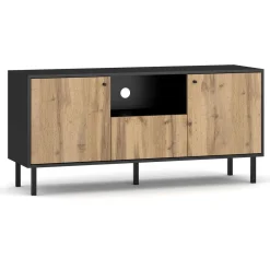 HOMLA Szafka Rtv Tivoli! Czarny/Dab Wotan 140X42X65 Cm Naturalny Online