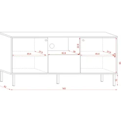 HOMLA Szafka Rtv Tivoli! Czarny/Dab Wotan 140X42X65 Cm Naturalny Online