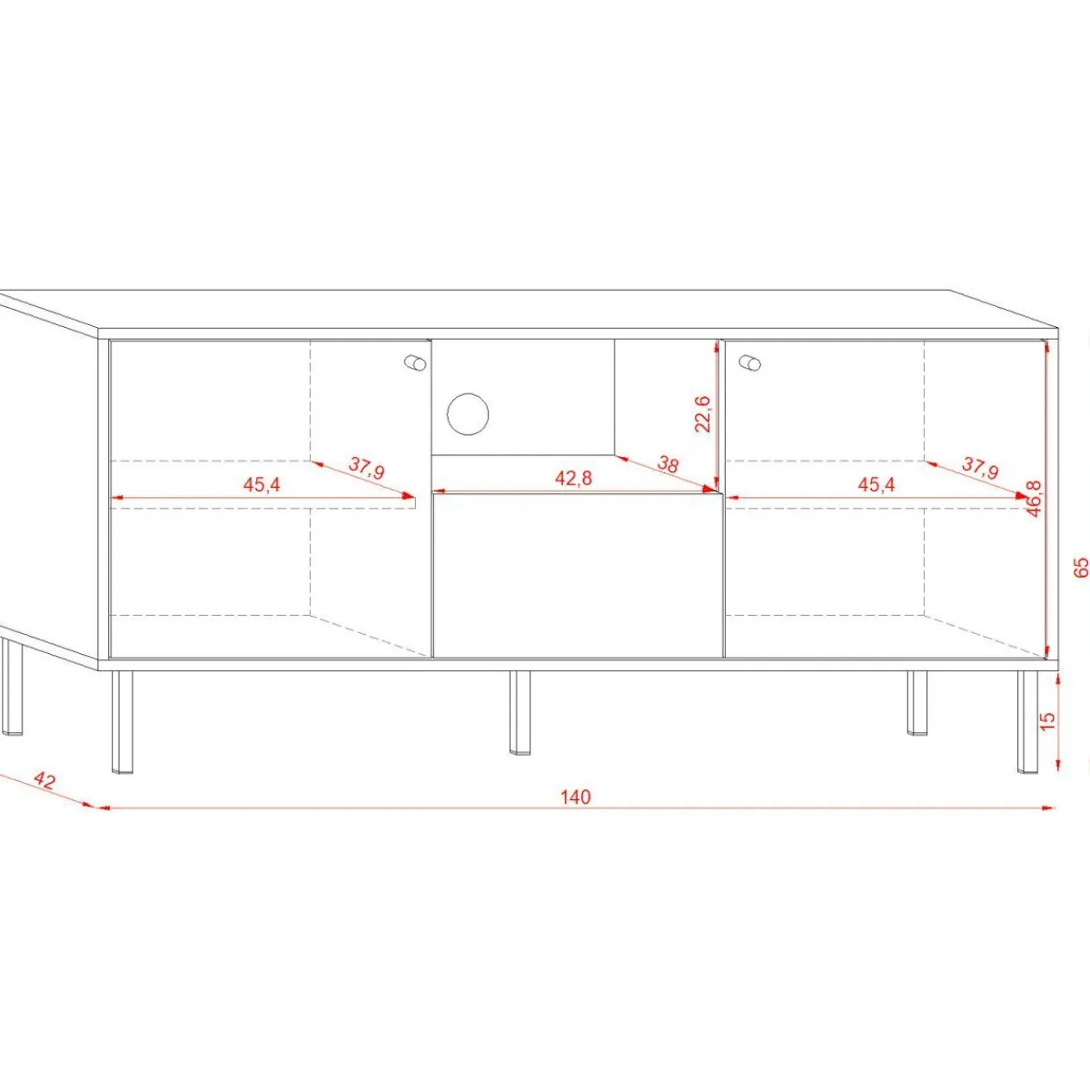 HOMLA Szafka Rtv Tivoli! Czarny/Dab Wotan 140X42X65 Cm Naturalny Online