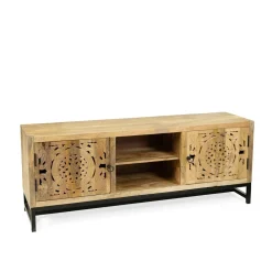 HOMLA Szafka Rtv Tropea Lite Drewno Mango Z Akacja 150X40X60 Cm Naturalny Outlet