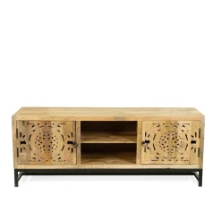 HOMLA Szafka Rtv Tropea Lite Drewno Mango Z Akacja 150X40X60 Cm Naturalny Outlet