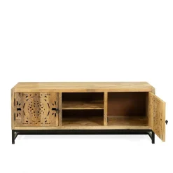 HOMLA Szafka Rtv Tropea Lite Drewno Mango Z Akacja 150X40X60 Cm Naturalny Outlet