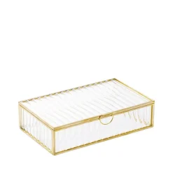HOMLA Szkatulka Na Bizuterie Grazia Ze Szkla Prazkowanego 20X12X5 Cm Zloty Best