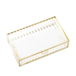 HOMLA Szkatulka Na Bizuterie Grazia Ze Szkla Prazkowanego 20X12X5 Cm Zloty Best