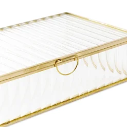 HOMLA Szkatulka Na Bizuterie Grazia Ze Szkla Prazkowanego 20X12X5 Cm Zloty Best