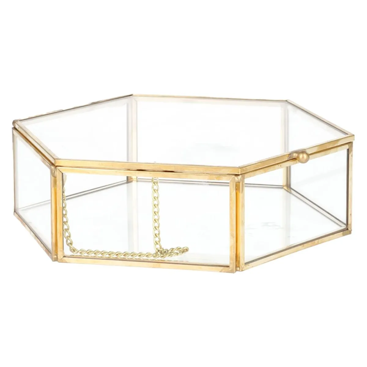 HOMLA Szkatulka Na Bizuterie Grazia Szesciokatna Zlota 17X16X5 Cm Zloty Hot