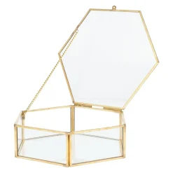 HOMLA Szkatulka Na Bizuterie Grazia Szesciokatna Zlota 17X16X5 Cm Zloty Hot