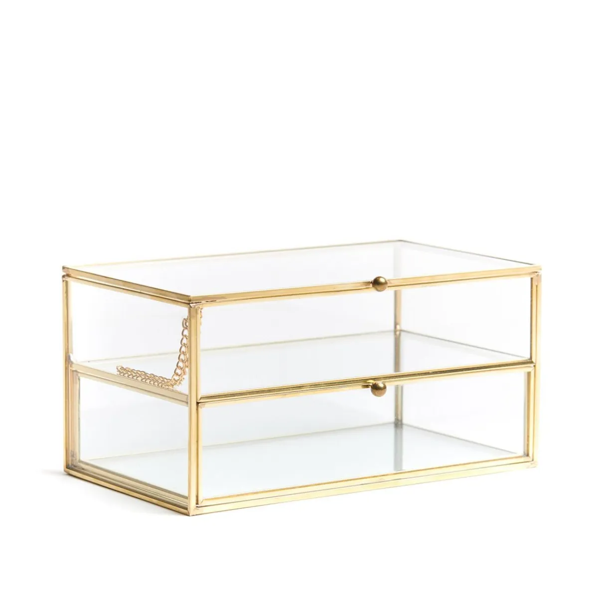 HOMLA Szkatulka Na Bizuterie Grazia Z Szufladka Zlota 21X10X10,5 Cm Przezroczysty Sale