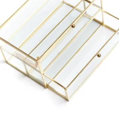 HOMLA Szkatulka Na Bizuterie Grazia Z Szufladka Zlota 21X10X10,5 Cm Przezroczysty Sale