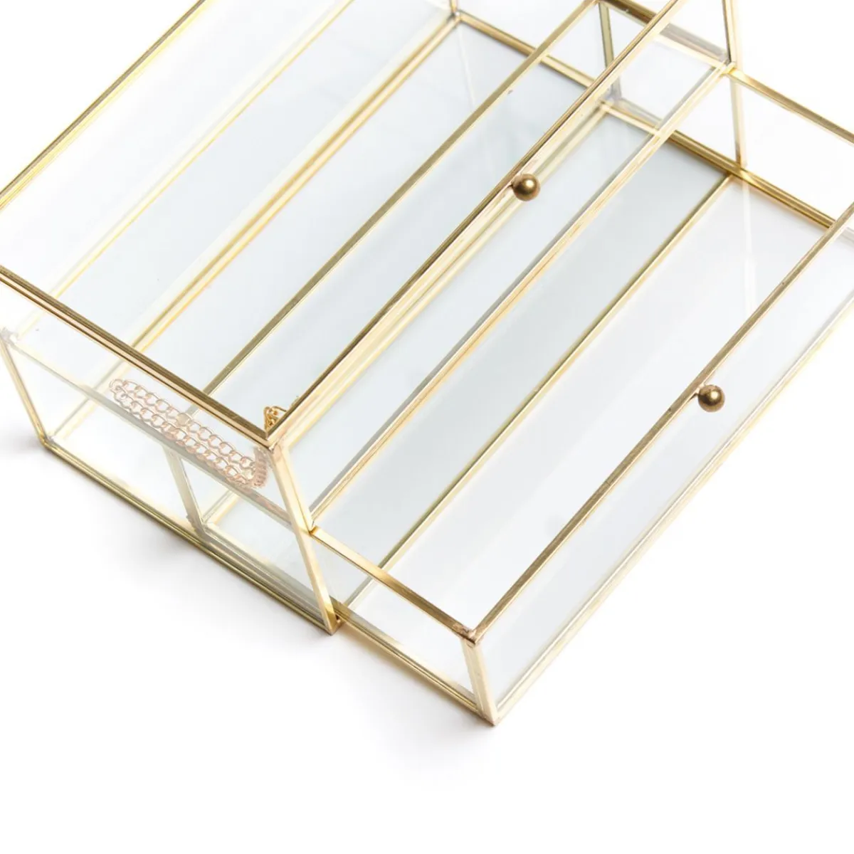 HOMLA Szkatulka Na Bizuterie Grazia Z Szufladka Zlota 21X10X10,5 Cm Przezroczysty Sale
