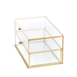 HOMLA Szkatulka Na Bizuterie Grazia Z Szufladka Zlota 21X10X10,5 Cm Przezroczysty Sale