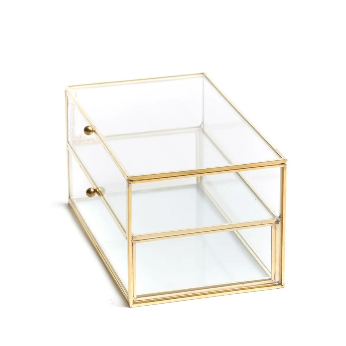 HOMLA Szkatulka Na Bizuterie Grazia Z Szufladka Zlota 21X10X10,5 Cm Przezroczysty Sale