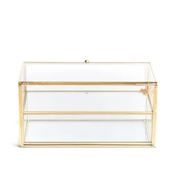 HOMLA Szkatulka Na Bizuterie Grazia Z Szufladka Zlota 21X10X10,5 Cm Przezroczysty Sale