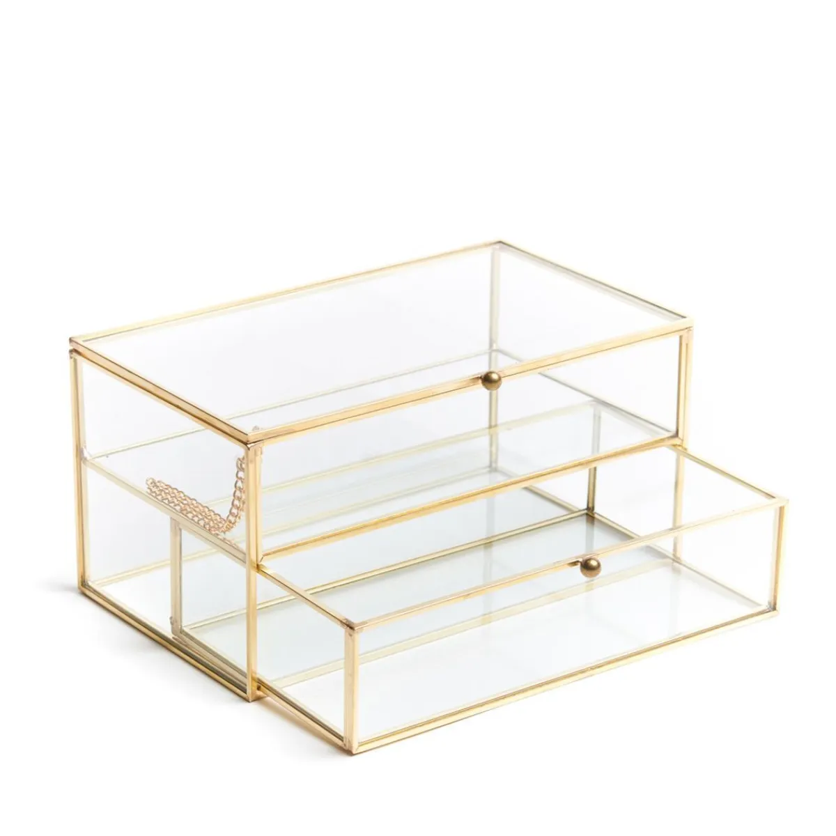 HOMLA Szkatulka Na Bizuterie Grazia Z Szufladka Zlota 21X10X10,5 Cm Przezroczysty Sale
