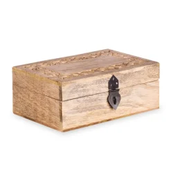 HOMLA Szkatulka Na Bizuterie Sombre Drewniana Zlobiona 22X14X8 Cm Naturalny