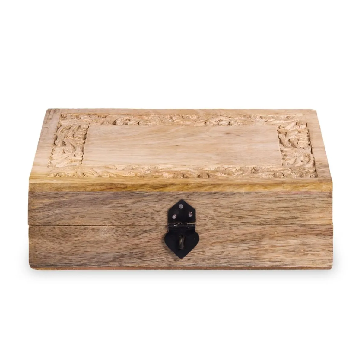 HOMLA Szkatulka Na Bizuterie Sombre Drewniana Zlobiona 22X14X8 Cm Naturalny