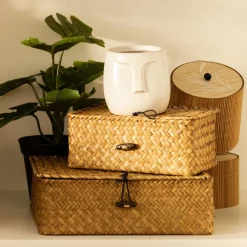 HOMLA Szkatulka Na Bizuterie Talulah Pleciona Naturalna 20X12X8Cm Naturalny