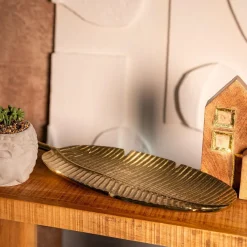 HOMLA Taca Dekoracyjna Girona Lisc Bananowca Zlota 50X20 Cm Clearance