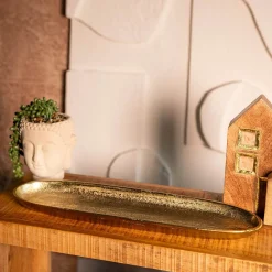 HOMLA Taca Dekoracyjna Girona Podluzna Zlota 39X12X3 Cm Sale
