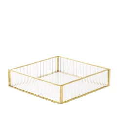 HOMLA Taca Dekoracyjna Grazia Ze Szkla Prazkowanego 18X18X4,5 Cm Zloty Sale