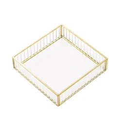 HOMLA Taca Dekoracyjna Grazia Ze Szkla Prazkowanego 18X18X4,5 Cm Zloty Sale