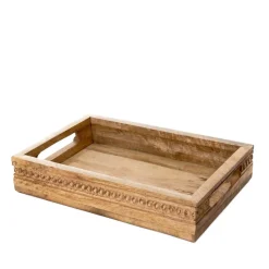 HOMLA Taca Dekoracyjna Hamsa Z Drewna Mango 30X20X6 Cm Naturalny Hot