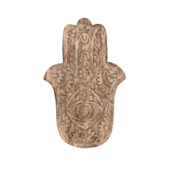 HOMLA Taca Dekoracyjna Hamsa Z Drewna Mango 15X10X2 Cm Naturalny Outlet