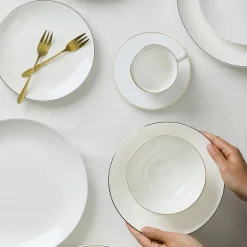 HOMLA Talerz Auro Deserowy Ze Zlota Obwodka 19 Cm Bialy Online