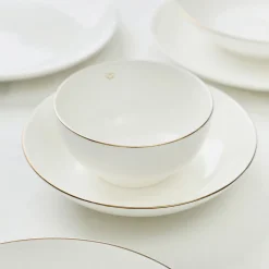 HOMLA Talerz Auro Gleboki Ze Zlota Obwodka 21 Cm Bialy Clearance