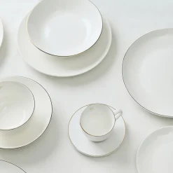 HOMLA Talerz Auro Gleboki Ze Zlota Obwodka 21 Cm Bialy Clearance