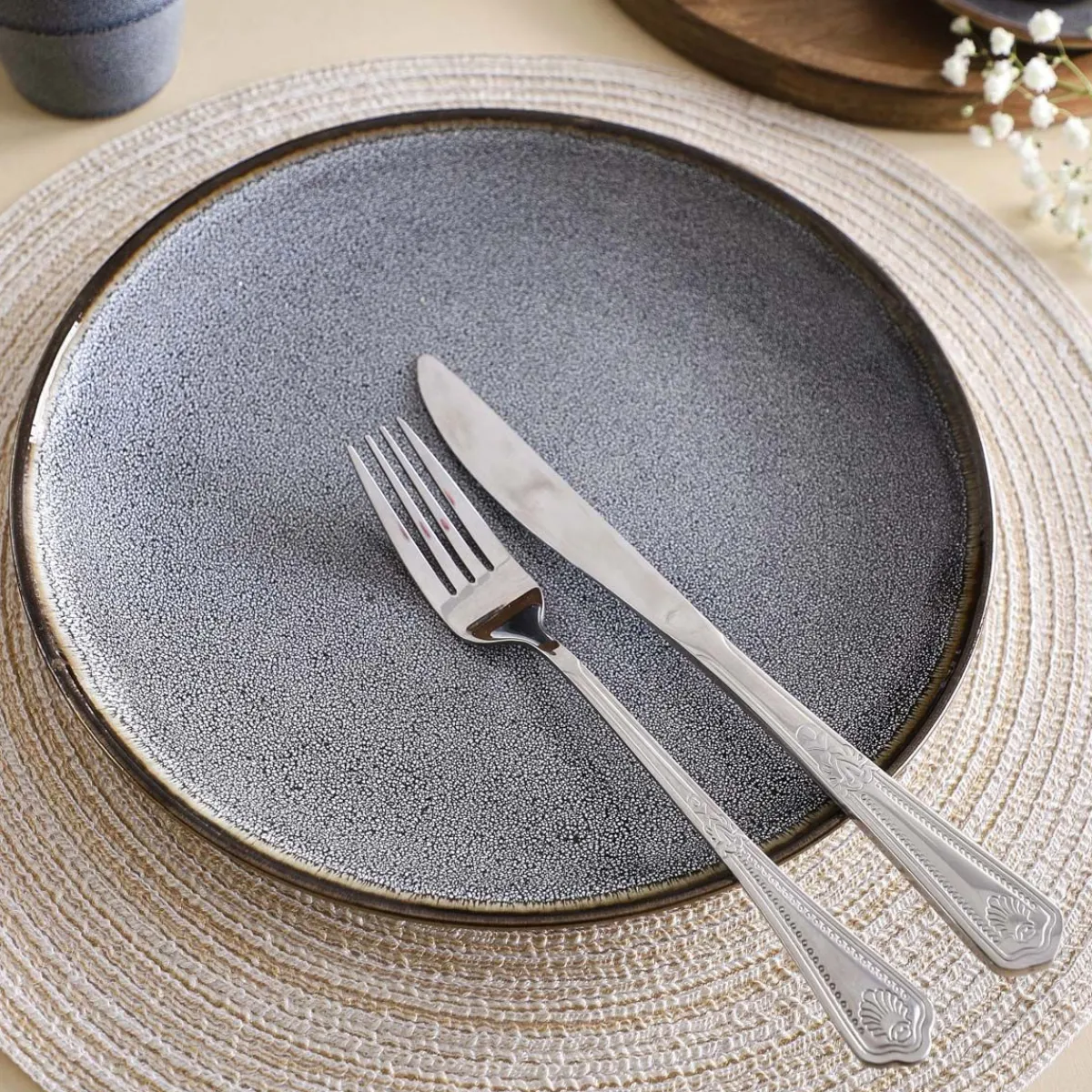 HOMLA Talerz Larisa Obiadowy 25 Cm Szary Discount