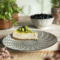 HOMLA Talerz Navia Obiadowy Czarny W Listki 27 Cm Sale
