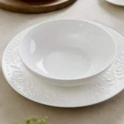 HOMLA Talerz Sylia Gleboki Z Ornamentem 20 Cm Bialy Online
