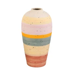 HOMLA Wazon Maasai Ceramiczny W Kolorowe Pasy 14X14X26 Cm