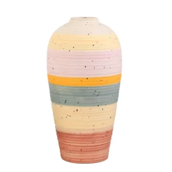 HOMLA Wazon Maasai Ceramiczny W Kolorowe Pasy 14X14X26 Cm