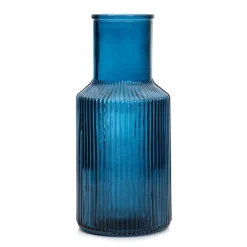 HOMLA Wazon Tolle Szklany Prazkowany Granatowy 10X22 Cm Outlet