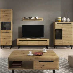 HOMLA Witryna Nordi! Dab Artisan 90X134X40 Cm Naturalny Sale